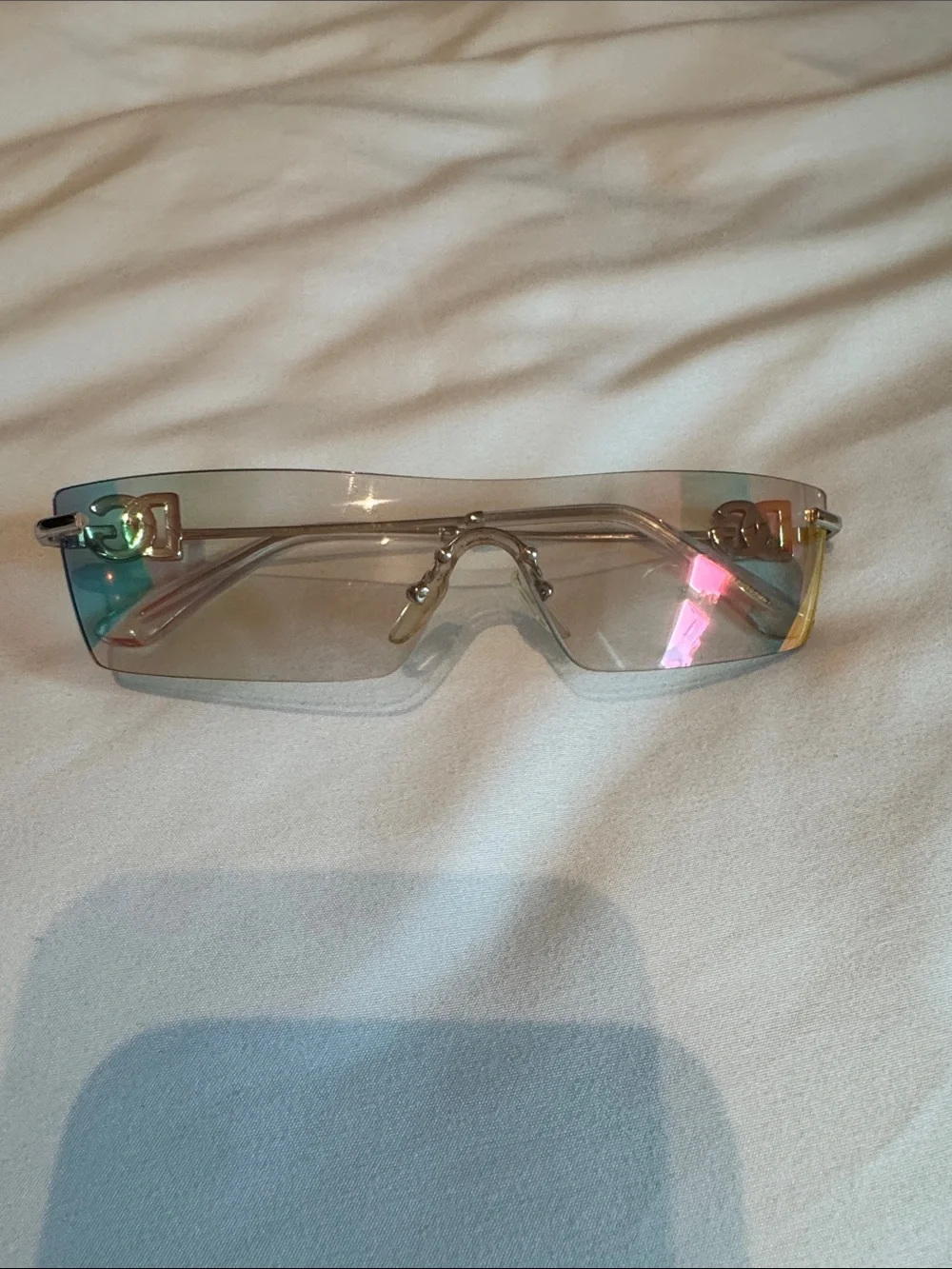 Dolce & Gabbana Women’s Rimless Shield Sunglasses - Pink, Yellow, Green